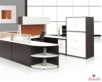 Picture of PEBLO Custom U Shape Office Desk Cubicle Workstation with Lateral File Storage