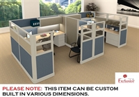 Picture of PEBLO Cluster of 2 Person 8' x 8' L Shape Cubicle Desk Workstation