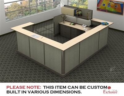 Picture of PEBLO 9' x 11' Electrified U Shape Reception Desk Cubicle Workstation