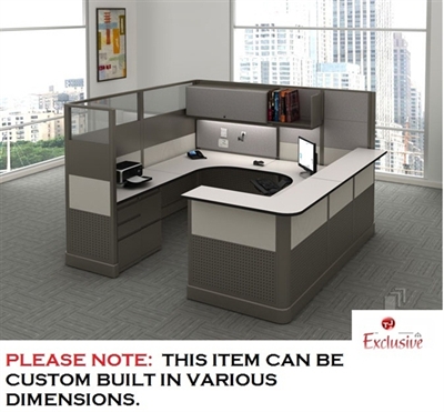 Picture of PEBLO Electrified U Shape Reception Desk Cubicle Workstation