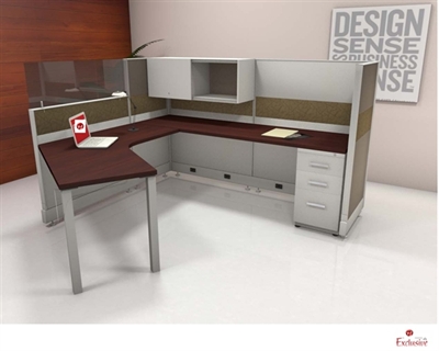 Picture of PEBLO L Shape Curve Office Desk Cubicle Workstation