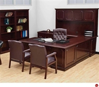 Picture of Marino Traditional Veneer U Shape Office Desk with Overhead Storage and Open Bookcases
