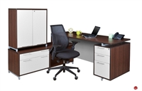 Picture of Marino Contemporary L Shape Office Desk Workstation with Closed Overhead Storage