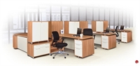 Picture of Marino 6 Person L Shape Office Desk Workstation with Closed Overhead