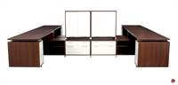 Picture of Marino Contemporary 4 Person L Shape Office Desk Workstation with Closed Overhead Storage