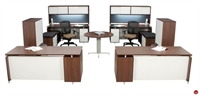 Picture of Marino Contemporary 4 Person L Shape Office Desk Workstation with Closed Overhead Storage