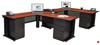 Picture of Marino 2 Person L Shape Office Desk Workstation with Closed Overhead