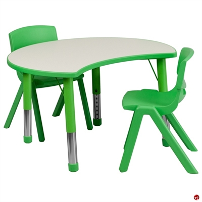 Picture of Brato Height Adjustable Half Moon Activity Table with 2 Kids Plastic Stack Chairs