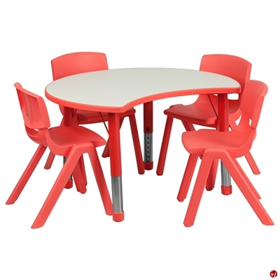 Picture of Brato Height Adjustable Half Moon Activity Table with 4 Kids Plastic Stack Chairs