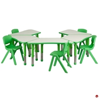 Picture of Brato Height Adjustable Activity Connecting Tables with 5 Kids Plastic Stack Chairs