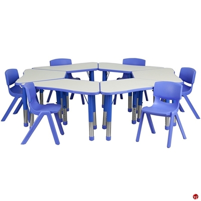 Picture of Brato Height Adjustable Activity Circular Connecting Tables with 6 Kids Plastic Stack Chairs