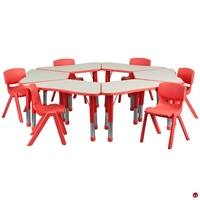 Picture of Brato Height Adjustable Activity Circular Connecting Tables with 6 Kids Plastic Stack Chairs