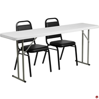 Picture of Brato 18" x 72" Resin Folding Table with 2 Cafe Dining Stack Chairs