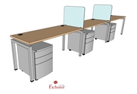 Picture of PEBLO 3 Person 24" x 60" Bench Seating Office Desk Workstation