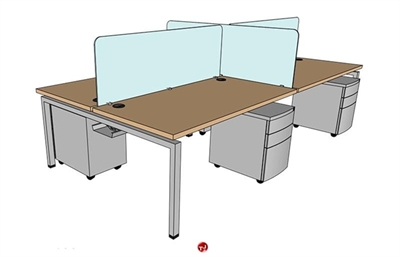 Picture of PEBLO Cluster of 4 Person 30" x 60" Teaming Bench Seating Desk Workstation
