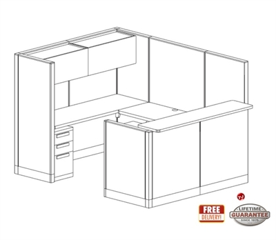 Picture of PEBLO U Shape Reception Desk Office Cubicle Workstation