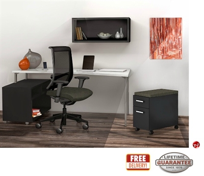 Picture of STROY 24" x 60" Contemporary Office Desk with Wall Mount, Open Storage and Mobile Cabinet