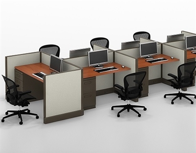 Picture of Cluster of 7 Person Telemarkerting Training Cubicle Workstation with Filing