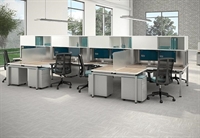 Picture of Cluster of 8 Person L Shape Bench Seating Teaming Cubicle Workstation with Filing Storage and Power Management