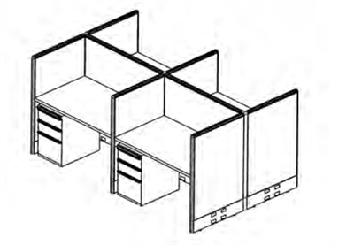 Picture of Cluster of 4 Person 48" Telemarketing Cubicle Workstation with Locking File Cabinets