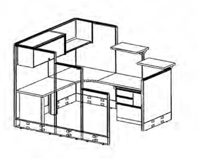 Picture of L Shape Manager's Private Office Cubicle Workstation with Filing and Storage 