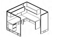 Picture of L Shape Private Cubicle Office Desk Workstation with Filing and Overhead Storage Cabinet