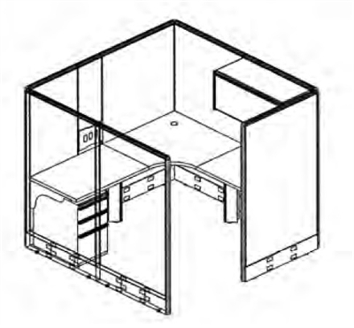 Picture of 72" x 72" L Shape Private Cubicle Office Desk Workstation with Filing and Overhead Storage