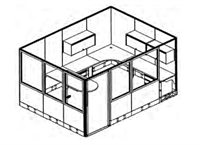 Picture of U Shape D Top Corner Curve Private Cubicle Desk Worstation with Privacy Door and Filing Storage