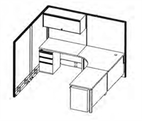 Picture of 7' x 7' L Shape Corner Curve Office Cubicle Workstation with Filing Storage