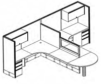 Picture of 2 Person L Shape Shared Cubicle Desk Workstation wtith Filing and Storage