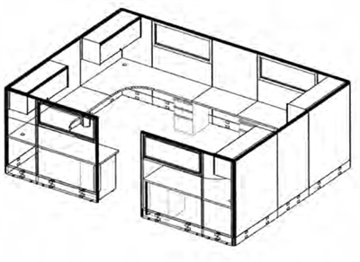 Picture of Private Executive Office Cubicle Workstation with Filing and Storage