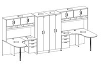 Picture of Custom Size 2 Person L Shape Office Desk Worstation with Storage and Wardrobe