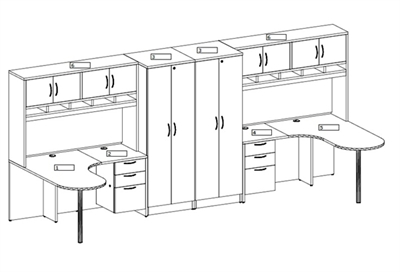 Picture of Custom Size 2 Person L Shape Office Desk Worstation with Storage and Wardrobe