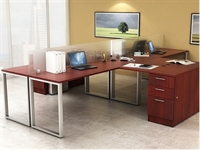 Picture of PEBLO Cluster of 4 Person Shared L Shape Office Desk Workstation with Filing Storage