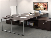 Picture of PEBLO Contemporary4 Person Shared L Shape Bench Seating Desk Workstation with Lateral Filing
