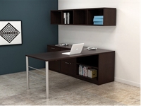 Picture of PEBLO Contemporary L Shape Office Desk Workstation with Wall Mount Storage