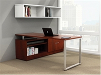 Picture of PEBLO Contemporary L Shape Office Desk Workstation with Wall Mount Storage