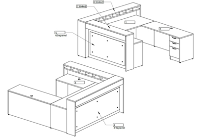 Picture of PEBLO Custom U Shape Reception Desk Workstation with Organizer Hutch and Filing Storage