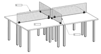 Picture of PEBLO 4 Person Bench Seating Office Desk Workstation with Privacy Dividers