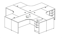 Picture of PEBLO 4 Person Shared L Shape Office Desk Workstation