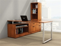 Picture of PEBLO Contemporary L Shape Office Desk Workstation with Multi Lateral Bookcase Filing