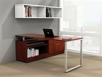 Picture of PEBLO Contemporary L Shape Office Desk Workstation with Wall Mount Stroage