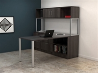 Picture of PELBO Contemporary 72" L Shape Office Desk with Filing and Closed Overhead Storage
