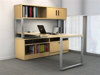Picture of PEBLO Contemporary 72" L Shape Office Desk Workstation with Lateral Filing and Overhead Storage