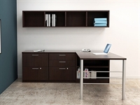 Picture of PEBLO Contemporary 72" L Shape Office Desk Workstation with Wall Mount Storage