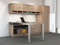 Picture of PEBLO Contemporary 72" L Shape Office Desk Workstation with Wall Mount Storage and Multi Storage Cabinet
