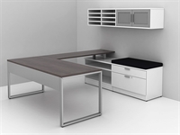 Picture of PEBLO Contemporary 72" U Shape Office Desk Workstation with Lateral File and Wall Mount Storage