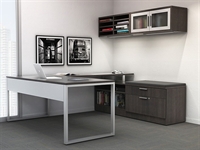 Picture of PEBLO Contemporary 72" U Shape Office Desk Workstation with Lateral File and Wall Mount Storage