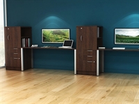 Picture of PEBLO 60" 2 Person Desk Workstationw this Wardrobe Strage Cabinet