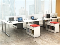 Picture of PEBLO 6 Person Shared Bench Seating Teaming Workstation with Lateral Storage